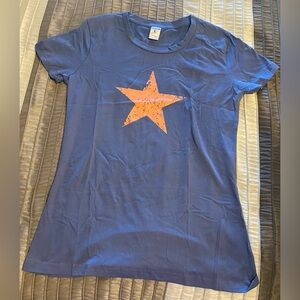 New-Women's Blue Tee with Orange Star